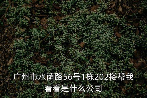 廣州市水蔭路56號1棟202樓幫我看看是什么公司