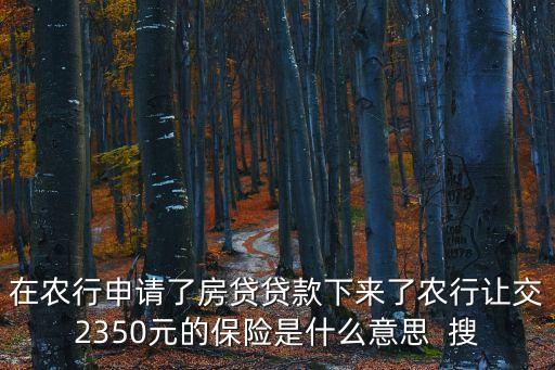 在農行申請了房貸貸款下來了農行讓交2350元的保險是什么意思  搜