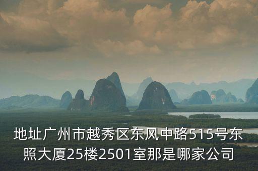 地址廣州市越秀區東風中路515號東照大廈25樓2501室那是哪家公司