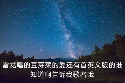 雷龍唱的豆芽菜的愛還有首英文版的誰知道啊告訴我歌名哦
