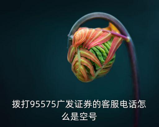 撥打95575廣發證券的客服電話怎么是空號