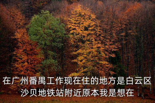 在廣州番禺工作現在住的地方是白云區沙貝地鐵站附近原本我是想在