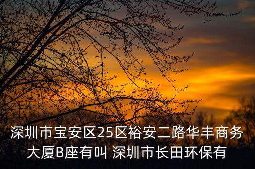 深圳市寶安區(qū)25區(qū)裕安二路華豐商務(wù)大廈B座有叫 深圳市長田環(huán)保有
