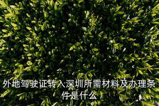 外地駕駛證轉(zhuǎn)入深圳所需材料及辦理?xiàng)l件是什么
