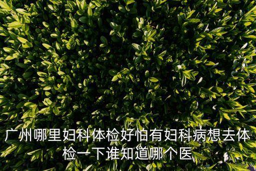 廣州哪里婦科體檢好怕有婦科病想去體檢一下誰知道哪個醫(yī)