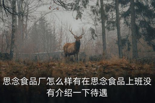 思念食品廠怎么樣有在思念食品上班沒有介紹一下待遇