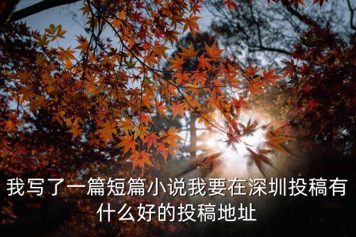 我寫了一篇短篇小說我要在深圳投稿有什么好的投稿地址