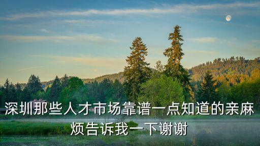 深圳那些人才市場靠譜一點知道的親麻煩告訴我一下謝謝