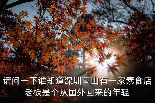 請問一下誰知道深圳南山有一家素食店老板是個從國外回來的年輕