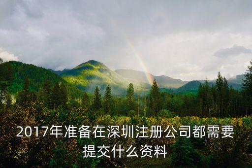 2017年準備在深圳注冊公司都需要提交什么資料