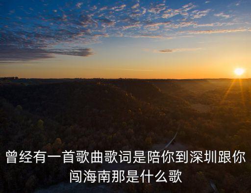 曾經(jīng)有一首歌曲歌詞是陪你到深圳跟你闖海南那是什么歌