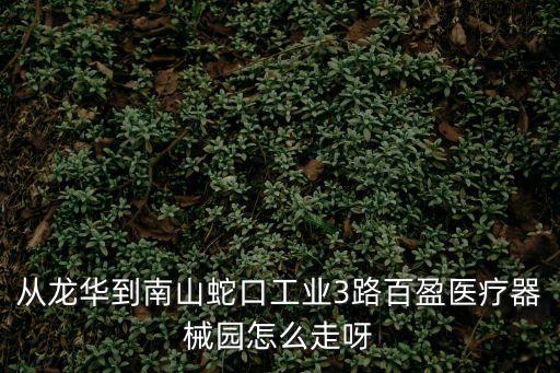 深圳南山百盈醫(yī)療器械產(chǎn)業(yè)園，從龍華到南山蛇口工業(yè)3路百盈醫(yī)療器械園怎么走呀