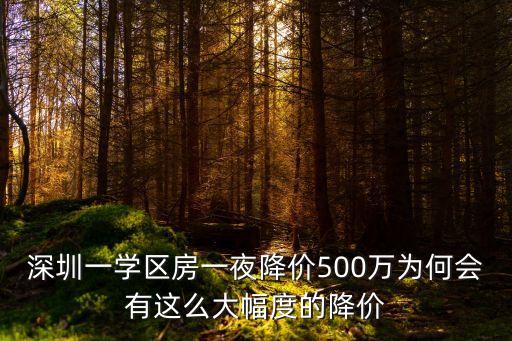 深圳一學區房一夜降價500萬為何會有這么大幅度的降價