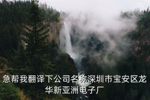 急幫我翻譯下公司名稱深圳市寶安區龍華新亞洲電子廠