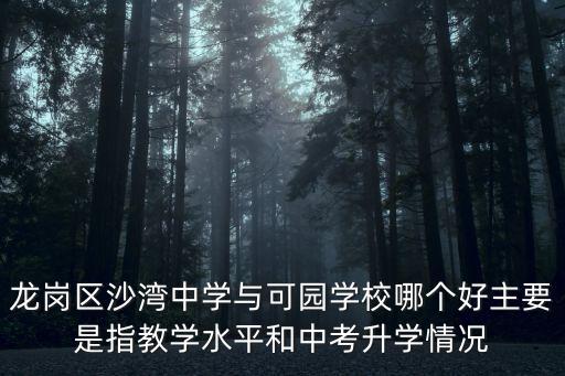 龍崗區(qū)沙灣中學(xué)與可園學(xué)校哪個(gè)好主要是指教學(xué)水平和中考升學(xué)情況