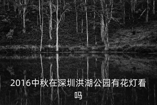 2016中秋在深圳洪湖公園有花燈看嗎