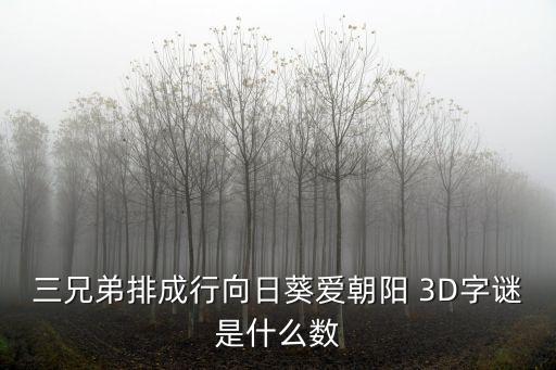 三兄弟排成行向日葵愛朝陽 3D字謎是什么數