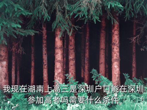 高三有深圳戶口本，深圳高考要本地戶口嗎