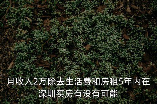 月收入2萬除去生活費和房租5年內在深圳買房有沒有可能