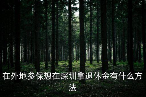 外省人如何才能在深圳辦理退休，在外地參保想在深圳拿退休金有什么方法