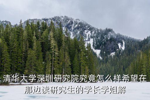 清華大學深圳研究院究竟怎么樣希望在那邊讀研究生的學長學姐解