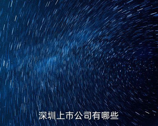 深圳上市公司有哪些