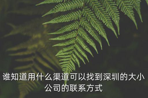 誰知道用什么渠道可以找到深圳的大小公司的聯(lián)系方式