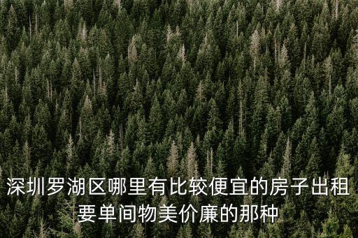 深圳羅湖區哪里有比較便宜的房子出租要單間物美價廉的那種
