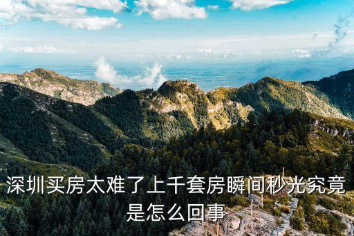 深圳買房太難了上千套房瞬間秒光究竟是怎么回事