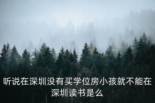 聽說在深圳沒有買學(xué)位房小孩就不能在深圳讀書是么