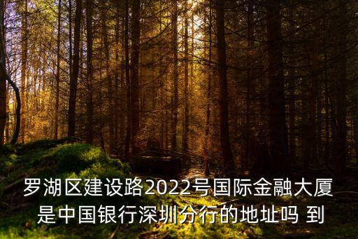 羅湖區建設路2022號國際金融大廈 是中國銀行深圳分行的地址嗎 到