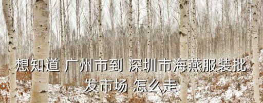 想知道 廣州市到 深圳市海燕服裝批發市場 怎么走