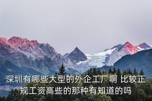 深圳有哪些大型的外企工廠啊 比較正規工資高些的那種有知道的嗎