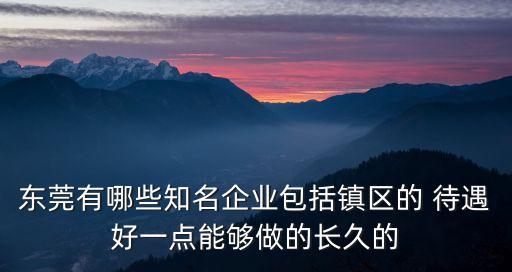 東莞有哪些知名企業包括鎮區的 待遇好一點能夠做的長久的