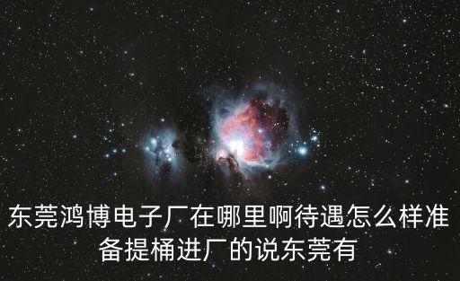 東莞鴻博電子廠在哪里啊待遇怎么樣準備提桶進廠的說東莞有