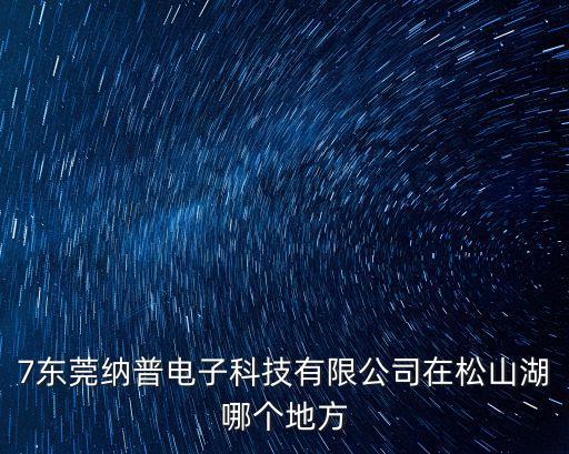 7東莞納普電子科技有限公司在松山湖哪個地方