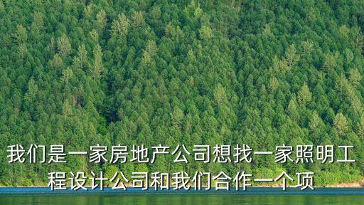 我們是一家房地產公司想找一家照明工程設計公司和我們合作一個項