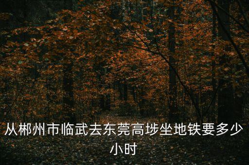 從郴州市臨武去東莞高埗坐地鐵要多少小時