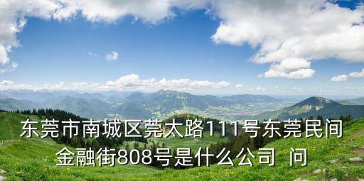 東莞市南城區(qū)莞太路111號東莞民間金融街808號是什么公司  問