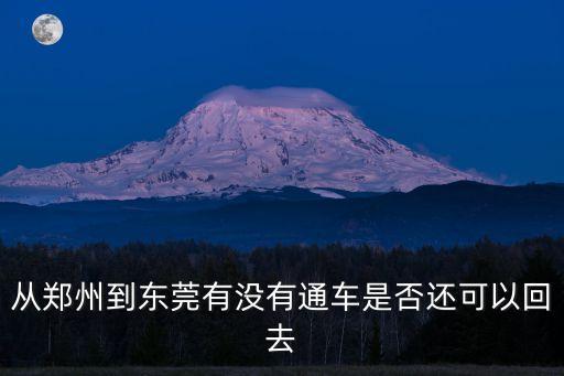 現在還能回到東莞嗎，從鄭州到東莞有沒有通車是否還可以回去