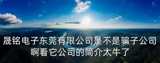 晟銘電子東莞有限公司是不是騙子公司啊看它公司的簡介太牛了