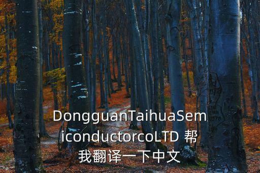 DongguanTaihuaSemiconductorcoLTD 幫我翻譯一下中文
