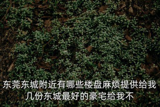 東莞東城附近有哪些樓盤麻煩提供給我?guī)追輺|城最好的豪宅給我不