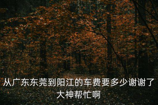 從廣東東莞到陽江的車費(fèi)要多少謝謝了大神幫忙啊