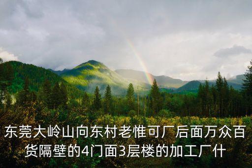東莞大嶺山向東村老惟可廠后面萬眾百貨隔壁的4門面3層樓的加工廠什