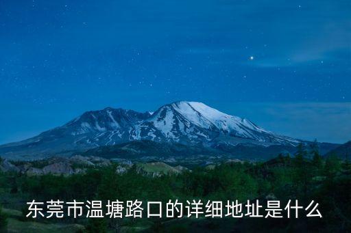 東莞市溫塘路口的詳細地址是什么