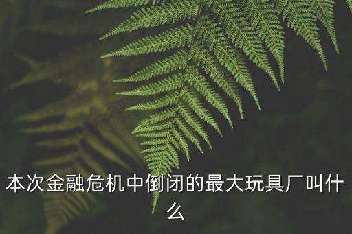 本次金融危機中倒閉的最大玩具廠叫什么