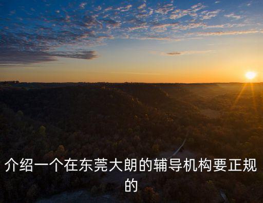 介紹一個在東莞大朗的輔導機構要正規的