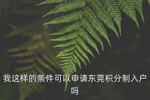 我這樣的條件可以申請東莞積分制入戶嗎