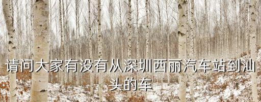 深圳西麗到汕頭坐幾路車，請問大家有沒有從深圳西麗汽車站到汕頭的車